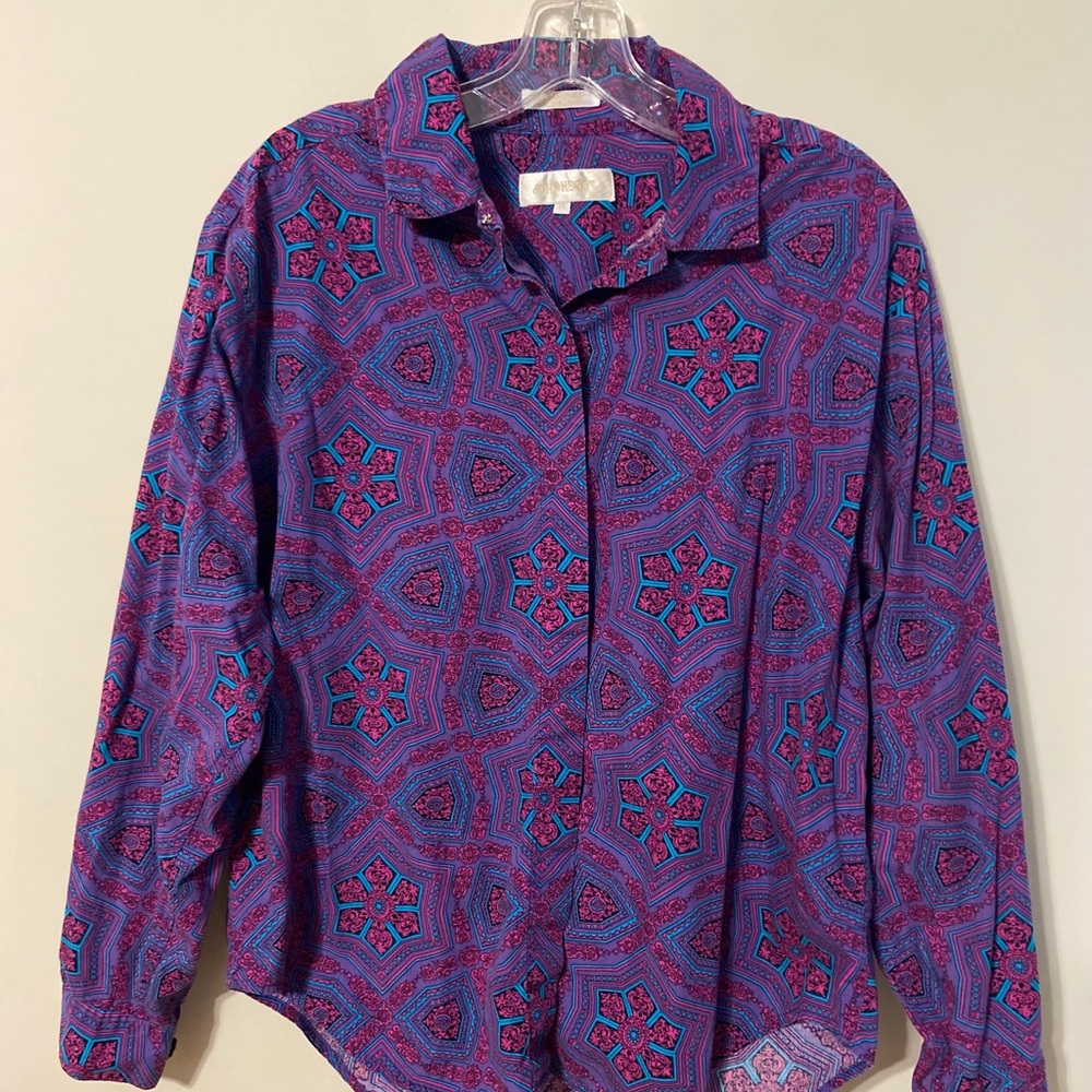 Women’s vintage purple, cyan, magenta blouse